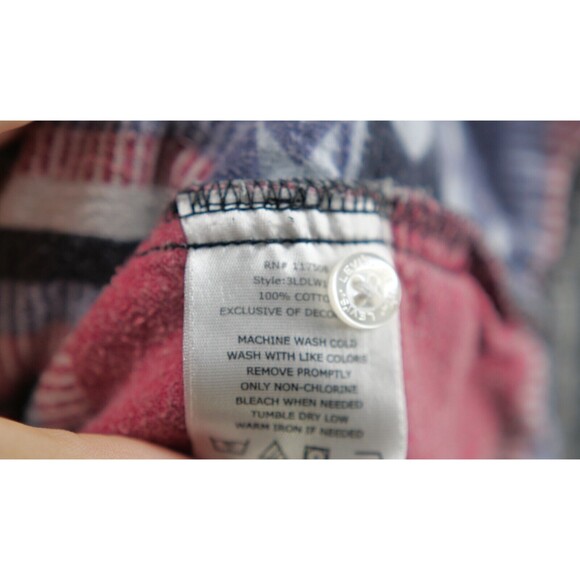Levis Shacket Gray Aztec Flannel Pearl Snap Cowboy Shirt Mens Large - Picture 7 of 10